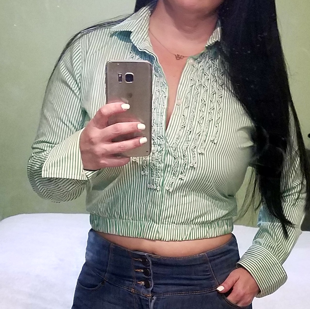 Ralph Lauren top size 8 green and white